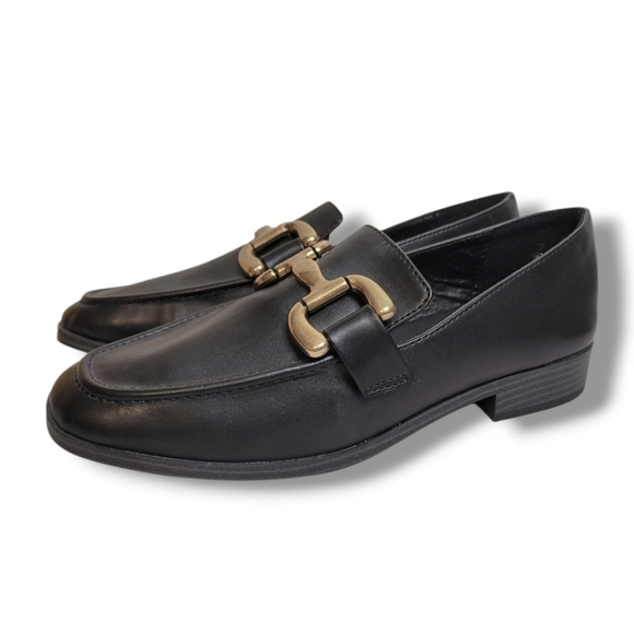 MIA Shoes - MIA Drena Black Loafers Gold Horse Bit Size 7.5